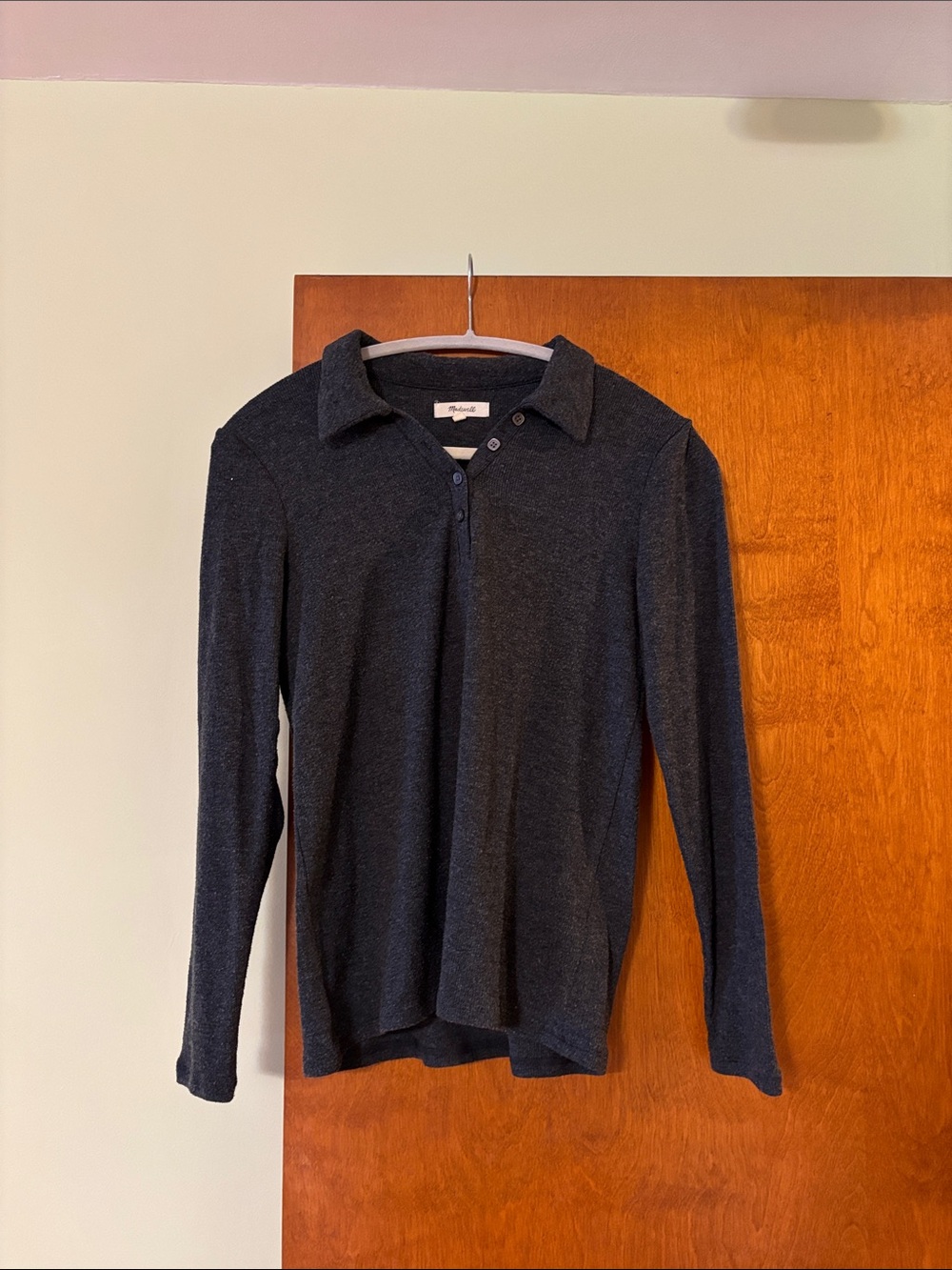 Madewell Charcoal Gray Long-Sleeve Polo Top